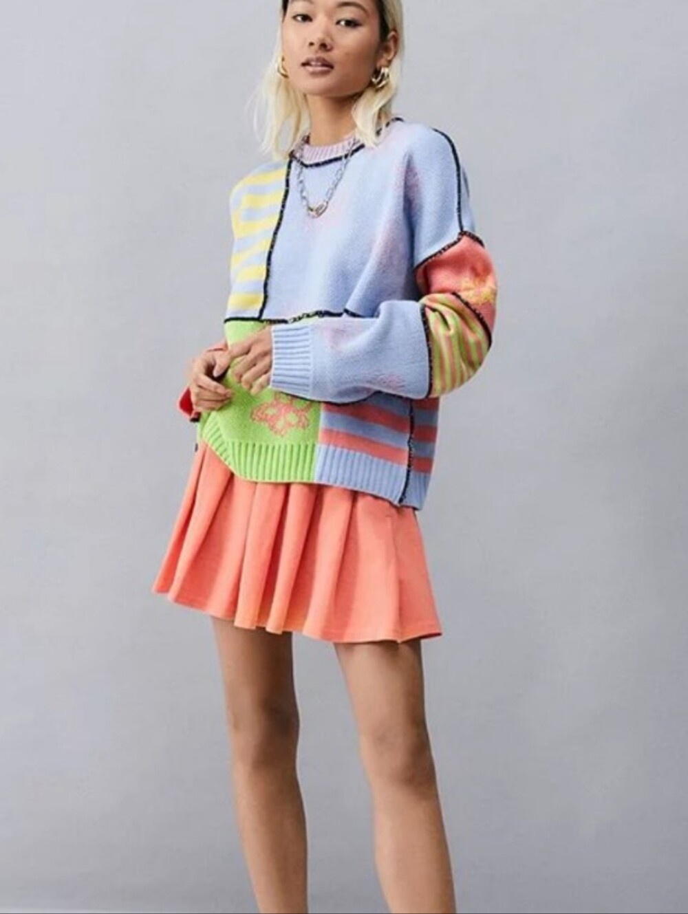 The Ragged Priest Jacquard Patchwork Sweater